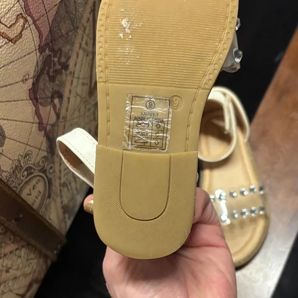 Elegant Toddler White Sandals with Crystal Accents